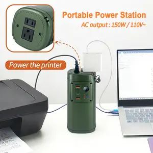 Portable Power Station 150W, 110V AC Inverter, 97.68Wh 26400mAH Li-battery, High Capacity Powerbank, Pure Sine Wave Current, Type-C 65W For Laptop Tablet Phones, Dual USBA 24W. Emergency Use, Mobile Office, Camping, Hunting, And Power Outages