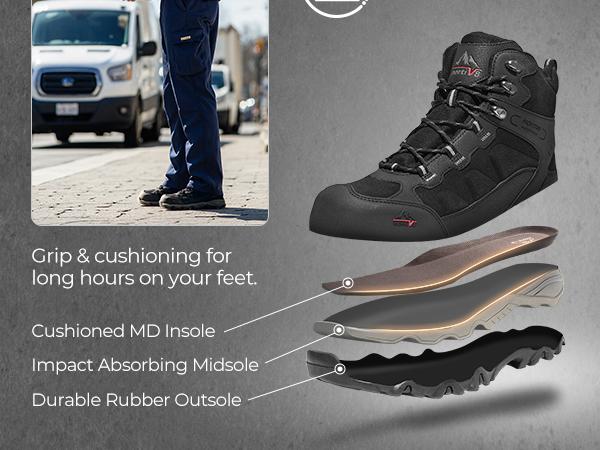 NORTIV 8 [Paladin-Steel] Men's Steel-Toe Work Boots - Breathable & Durable, Slip-Resistant, Round Toe, Cuban Heel, ASTM 2413-18 Boy Closed Construction Tough