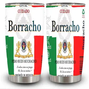 1pc 20oz Mexican Beer Label Art Style Tumbler with Lid, Insulated Travel Mug, Gift for Women Men, Ideal for Halloween, Independence Day, Memorial Birthday Gift, Coffee Cup, weird stuff