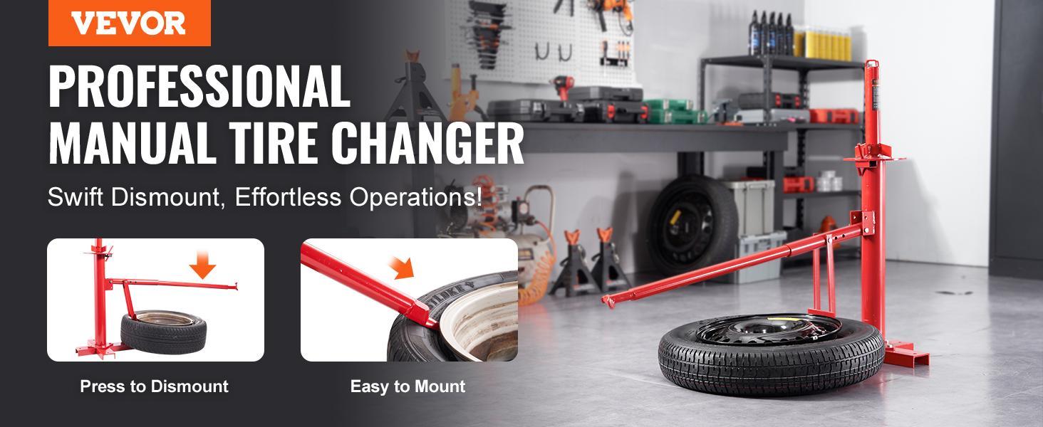 VEVOR Manual Tire Changer, Portable Hand Bead Breaker Mounting Tool for 203 - 406 mm Tires, Compatible with Car Truck Trailer, Tire Mounting Machine for Home Garage Small Auto Shop