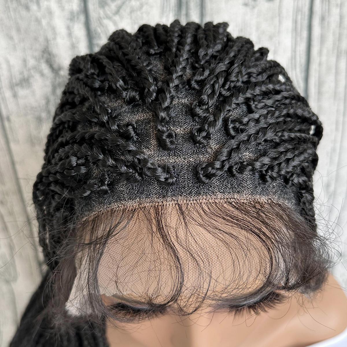 Premium Ultra Braid Synthetic Hair Full Lace Wig 30 Inch Long Braided Wigs for Women High-Quality Braids in Black for Stylish Looks and Versatile Uses