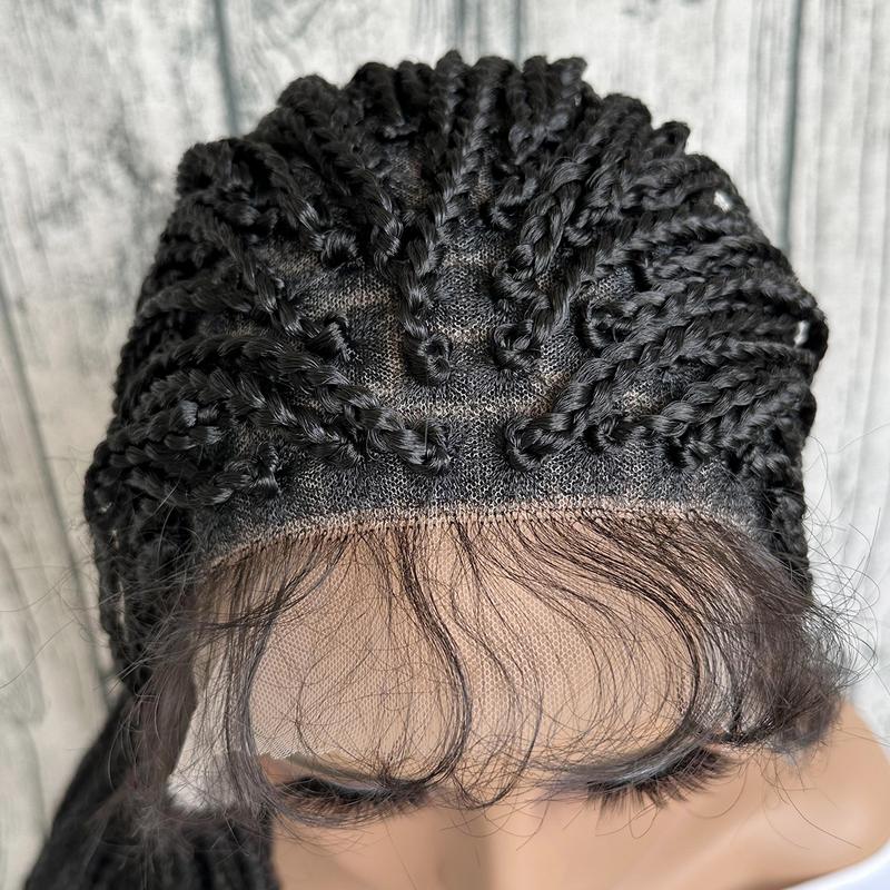 Premium Ultra Braid Synthetic Hair Full Lace Wig 30 Inch Long Braided Wigs for Women High-Quality Braids in Black for Stylish Looks and Versatile Uses