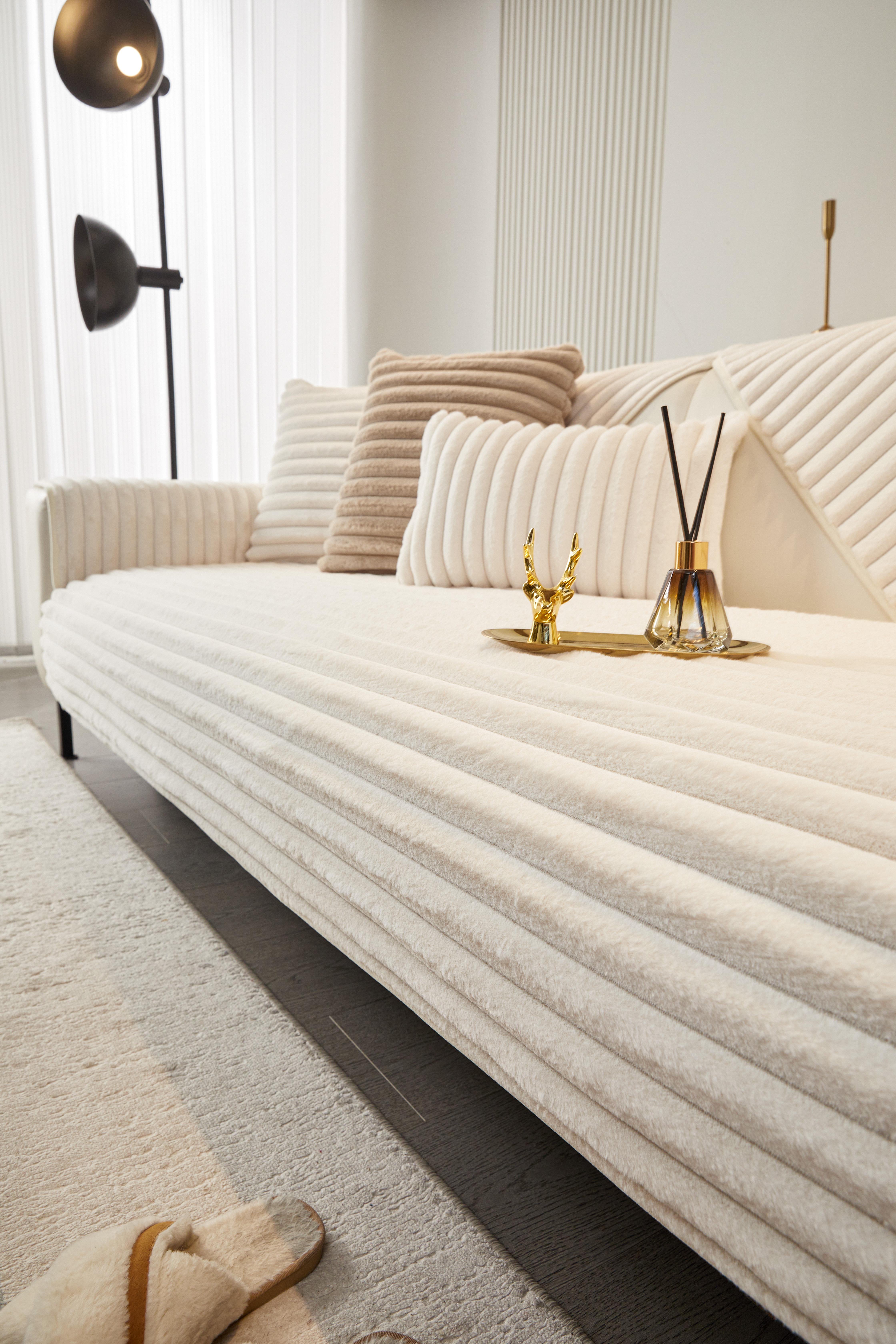 【SlumberHome】Pure Color Sofa Cover, Anti-Slip Sofa Protector, Soft Comfortable Sofa Pillow Case, Decorative Room Accessory for Living Room, Reusable Home Furniture Protection Durable Cushions couch cover for sofa