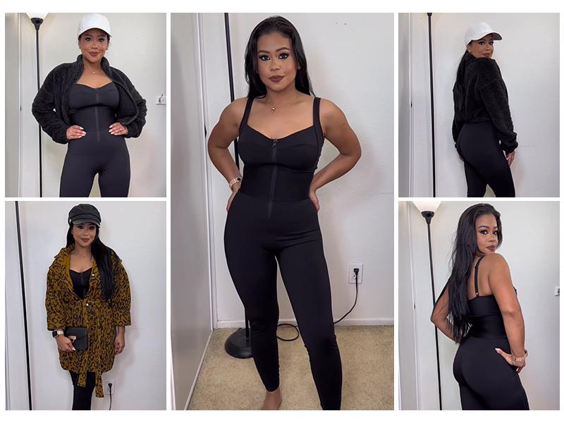 Shapellx AirSlim ElasticFuse Zipper Shaping Jumpsuit Waist band Tummy bridle Workout Outfit Womenswear Shapewear Bodysuit One-piece Yoga Suit Stylish Activewear Creator