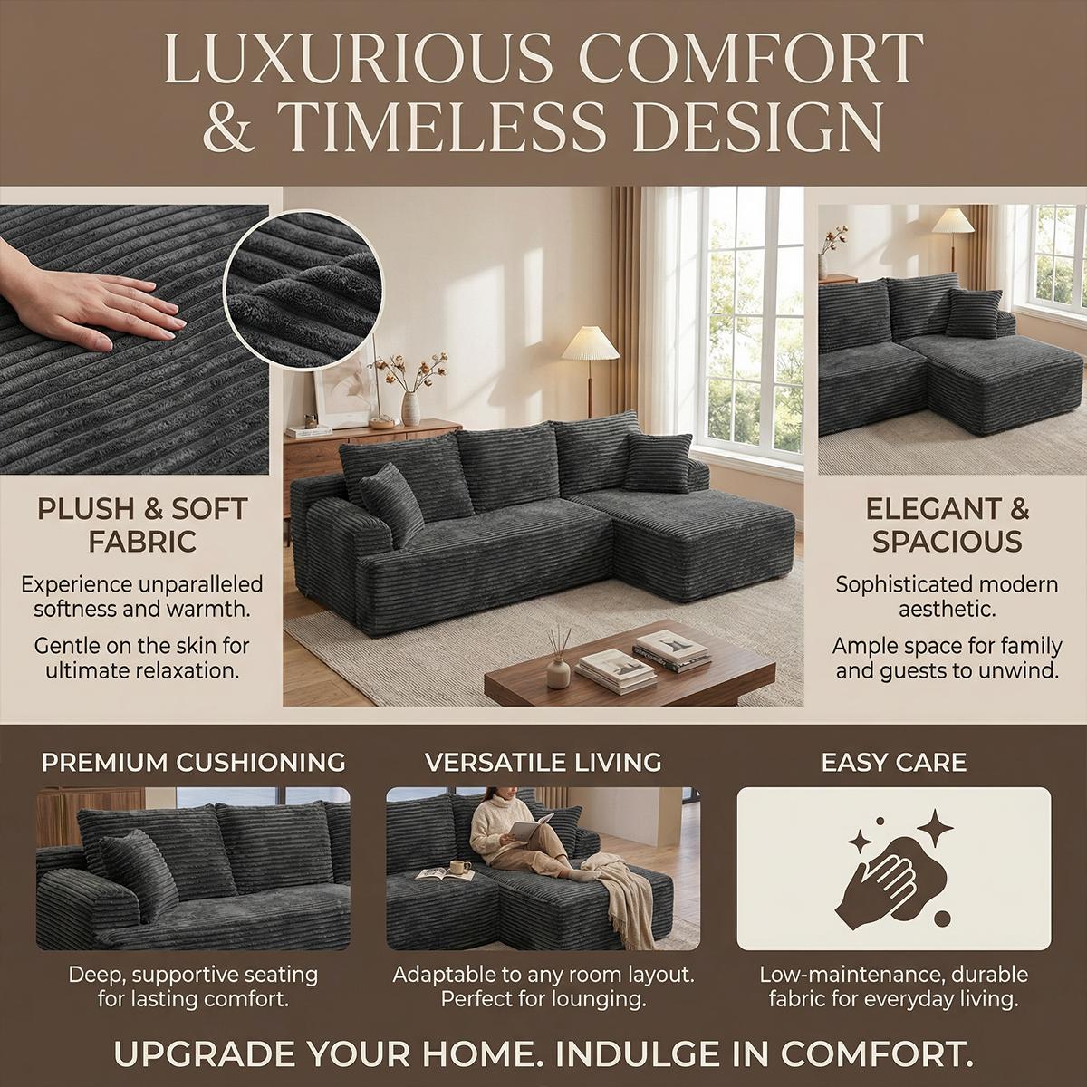 95-inch L-shaped living room design, comfortable and ready to use without assembly. Modern modular s x ofa, durable and comfortable large sofa. furniture express loungers al seccion a of cloud couches boneless sectional
