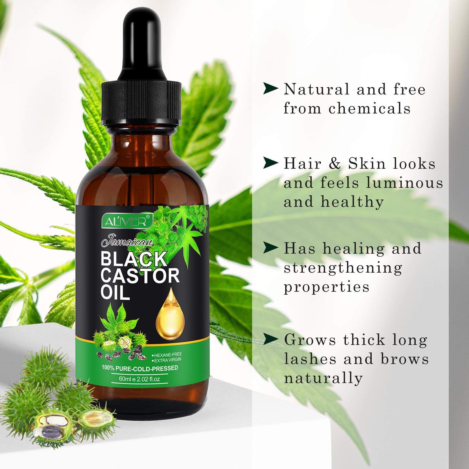 ALIVER Jamaican Black Castor Oil 60ml - Rich & Versatile for Skin Care & Wellness Moisturizer Vegetarian Hydrating Pack for Hair & Body