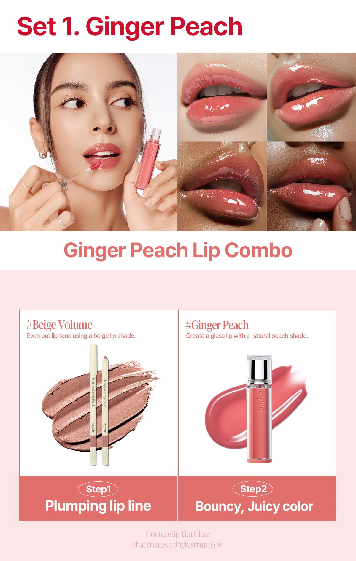 [Espoir Official][Bundle] Couture Lip Tint Glaze New & Plumpies Overlip Pencil | Glossy Lip Tint & MLBB Lip Liner