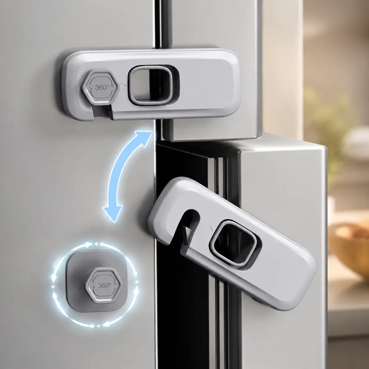 5 Pack Household Safety Refrigerator Lock, Self Adhesive Cabinet Drawer Lock, Tool Free Multi Purpose Safety Lock for Fridge Oven Dishwasher Cupboard Closet