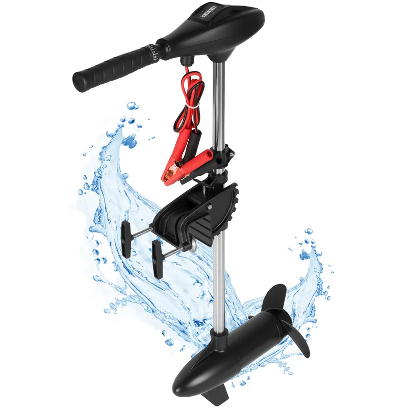 BODIOO 68LB Thrust Electric Trolling Motor - 8-Speed Outboard, 6'' Adjustable Handle, 30'' Shaft, LED Indicator, Copper Core, Debris-Resist Prop, 50db Low Noise, Low-Voltage Cutoff, 20.72 lbs, Batteries, Tools - Transom Mounted for Fishing Boats, Kayaks