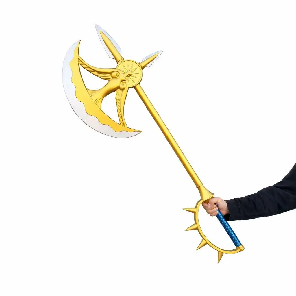 Kinstore 47.5" Cosplay PU Foam The Seven Deadly Sins Anime Soft Non-Functional Axe for Cosplay Costume Soft Prop Convention Safe Costume