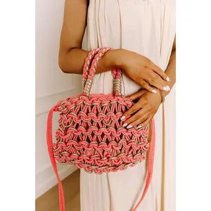 Oceanside Bliss Woven Purse in Coral