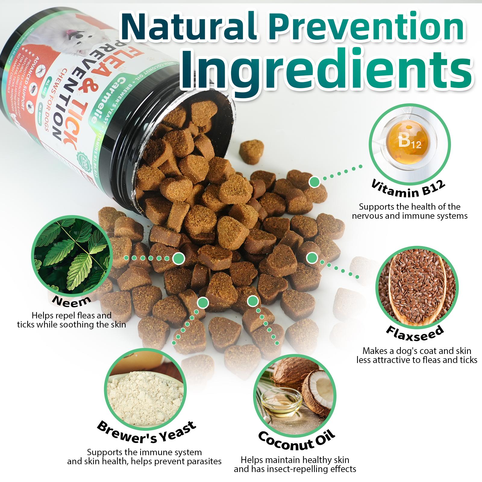 Carmelie Flea & Tick Support Chews for Dogs Chicken Flavor 200 Soft Chews for All Breeds & Ages with Plant-Powered Support & Vitamin Formula Vitamin Carmelie Flea & Tick Support Chews for Dogs Chicken Flavor 200 Soft Chews for All Breeds & Ages with Plant-Powered Support & Vitamin Formula Vitamin