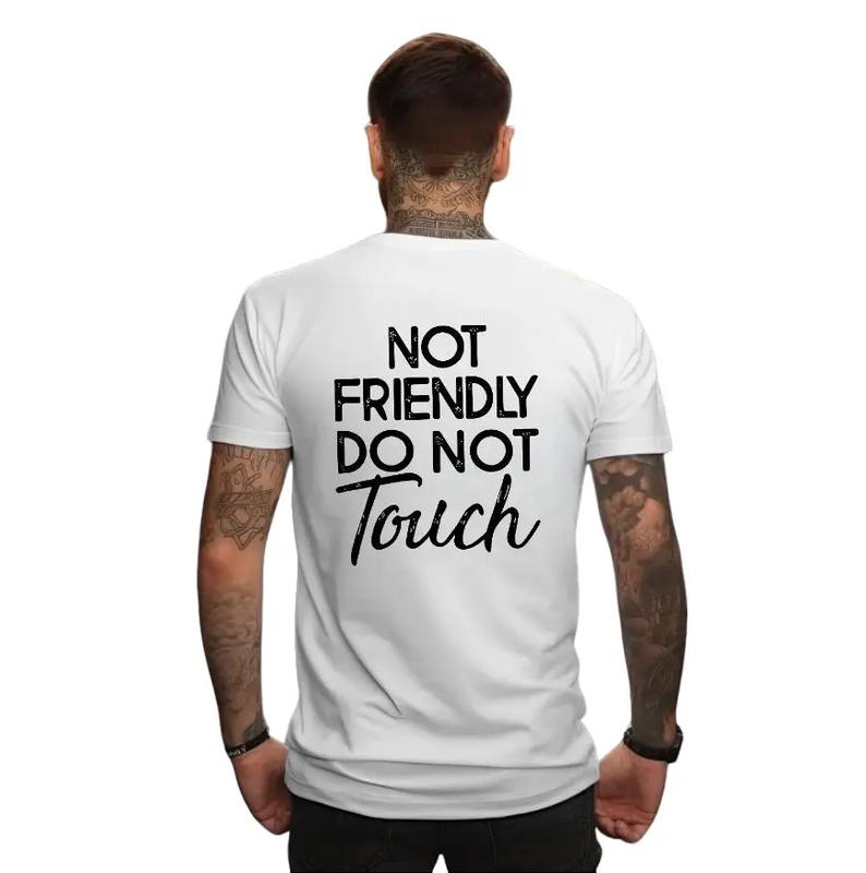 Not Friendly Do Not Touch Print, Men'S Casual Streetwear Hoodies, Comfy And Loose Hooded Pullover Top, Casual Streetwear, Fall Outfits