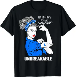 100% Cotton Huntington's Disease Awareness T-Shirt Unbreakable Warrior