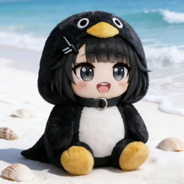 23cm Kawaii Stuffed Animal Cute Fluffy Penguin Plush - Anime Girl Design, Cuddly Doll, Ideal for Dolls Gifts & Anime Themed Gifts, Cute Collectibles Room Decor