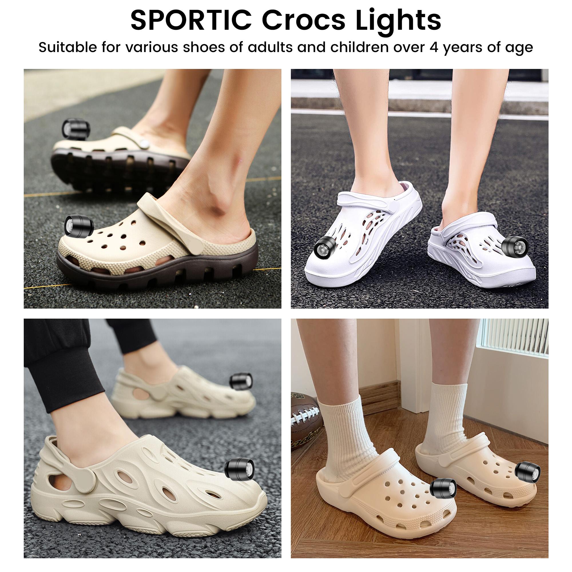 LED Headlight for Crocs, 3 Light Model, 2pcs Crocs Shoe Lamp, Water-proof Hands Free Clip-on,Shoes Lights Decoration