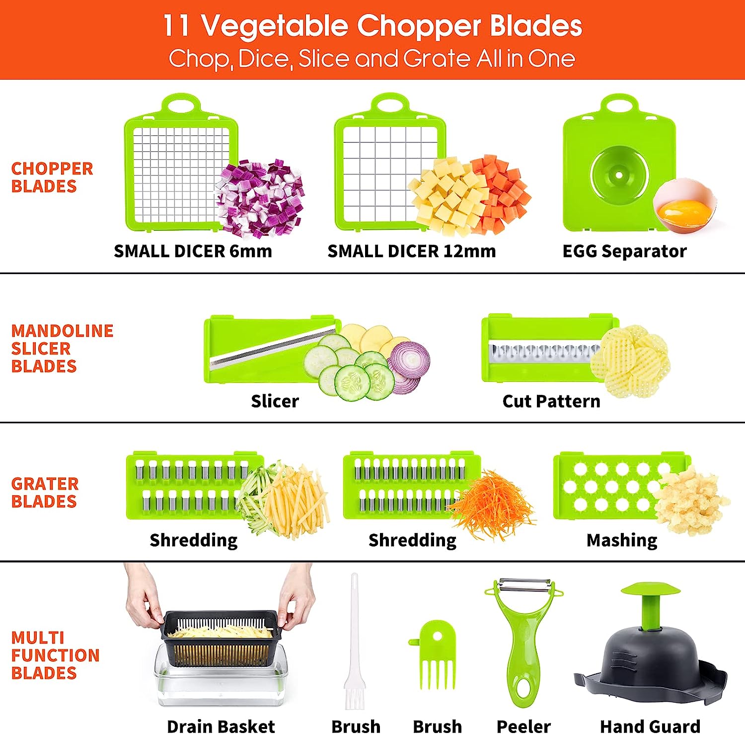 14-in-1 Practical Multifunctional Food Chopper Kitchen Gadget - Stainless Steel Durable Vegetable Slicer, Potato Cutter, Vegetable Shredder, Salad Dicer with 8 Blades & Storage Container 14-in-1 Practical Multifunctional Food Chopper Kitchen Gadget - Stainless Steel Durable Vegetable Slicer, Potato Cutter, Vegetable Shredder, Salad Dicer with 8 Blades & Storage Container