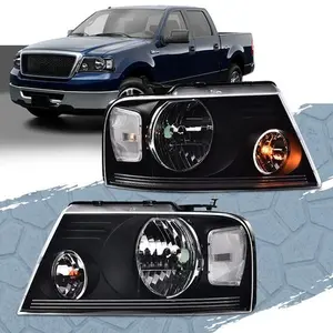 CROSSDESIGN Fit For 2004-2008 Ford F150 Lincoln Mark LT Smoke Clear Replacement Headlights