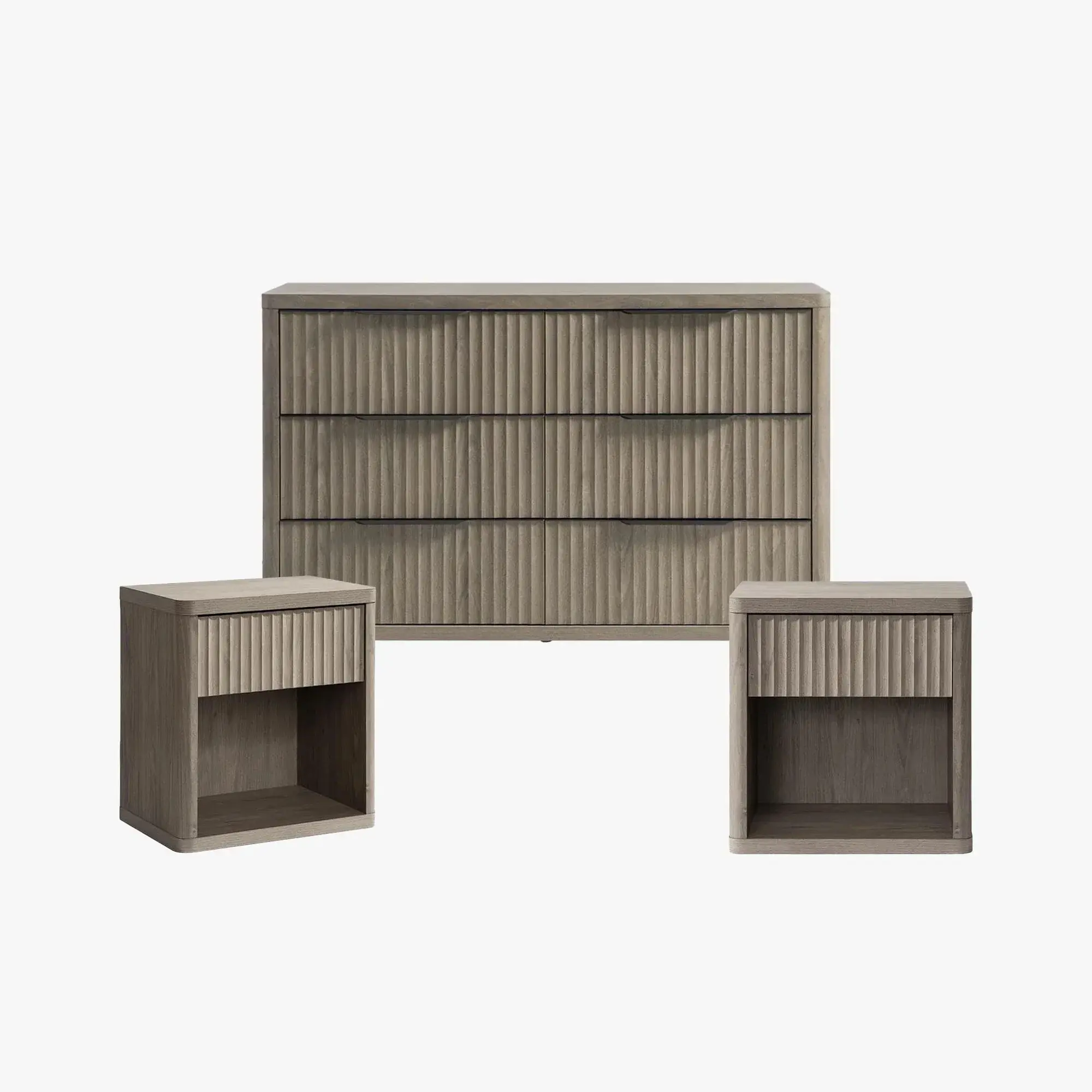 6 Drawers Dresser and Nightstands(Grey Alder)
