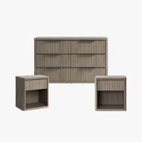 6 Drawers Dresser and Nightstands(Grey Alder)