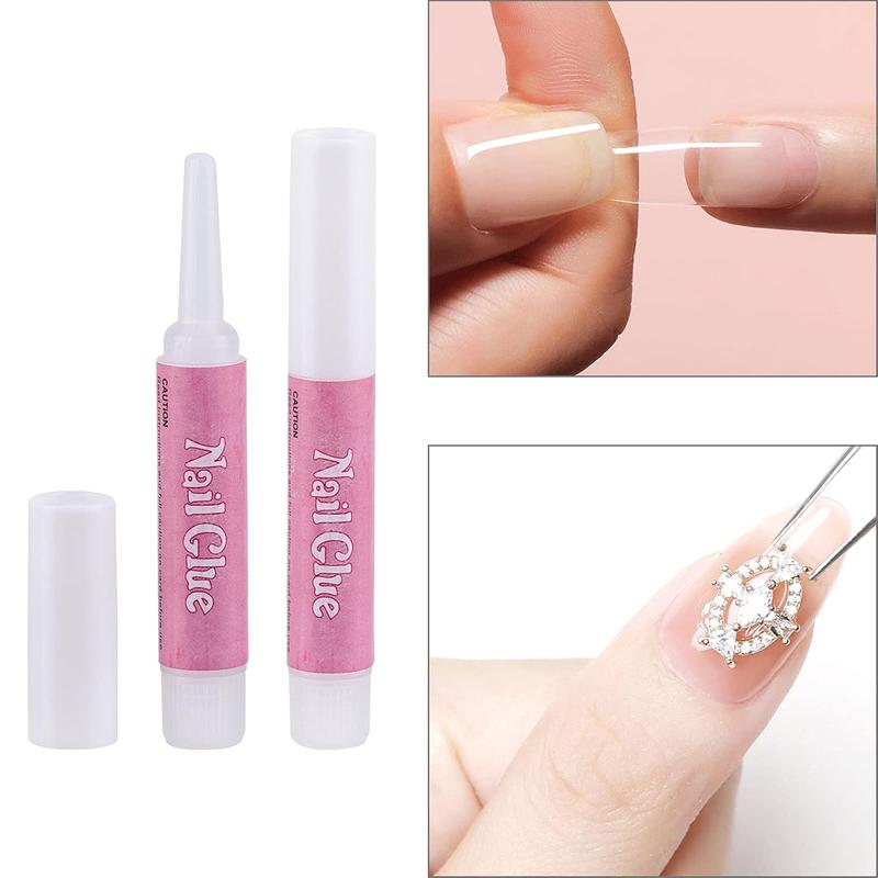 100PCS Acrylic Nail Tips Adhesive Super Bond Long Lasting Glue for DIY Nail Art Pink Caps