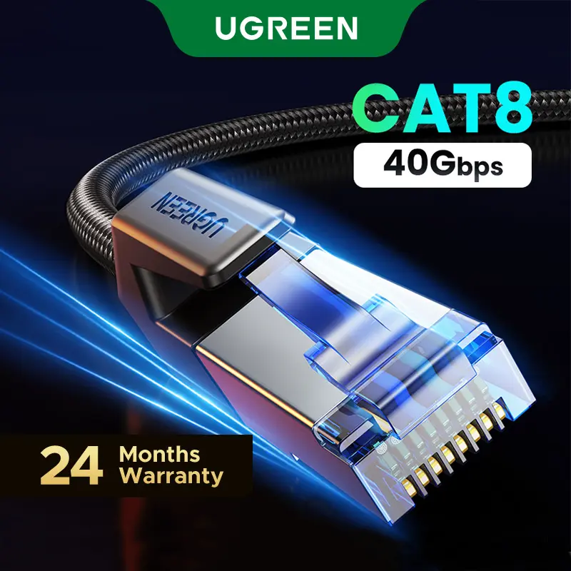UGREEN Cat 8 Ethernet Cable (6FT), Braided Shielded RJ45 Network Cord with 40Gbps Speed, 2000Mhz Frequency, Cable Durability, Anti-Crosstalk & Anti-Interference for Gaming PC, Modem, Router, Streaming Devices, PC Accessories | Summer Sale, Noise