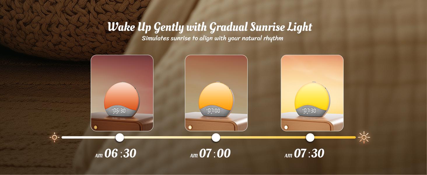 ecozy Sunrise Alarm Clock for Heavy Sleepers, Smart Wake Up Light Clock with Sunrise/Sunset Simulation Decor, 26 Soothing Sounds, White Noise Machine Night Light, Bluetooth Speaker Wake Up Light Clock for Bedroom, Adults, Kids