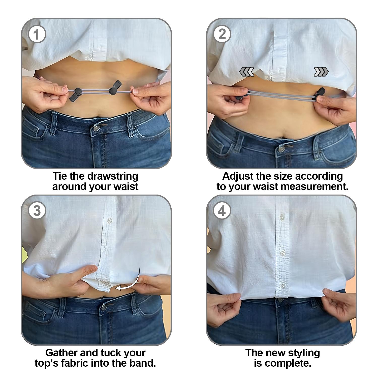 3PCS Adjustable Crop Top Tuck Band for Women Tucky Waist Belt Tucking Shirts Sweater Tops Stretch Belts, Elastic Crop Bands to Change The Style of Your Tops