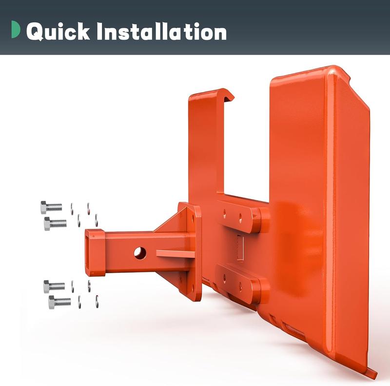 YINTATECH 3/8" Skid Steer Mount Plate with 2" Removable Trailer Hitch Receiver, Thick Skid Steer Plate Attachment, Universal Skid Loader Tractor Quick Attach Plate, Removable, Orange