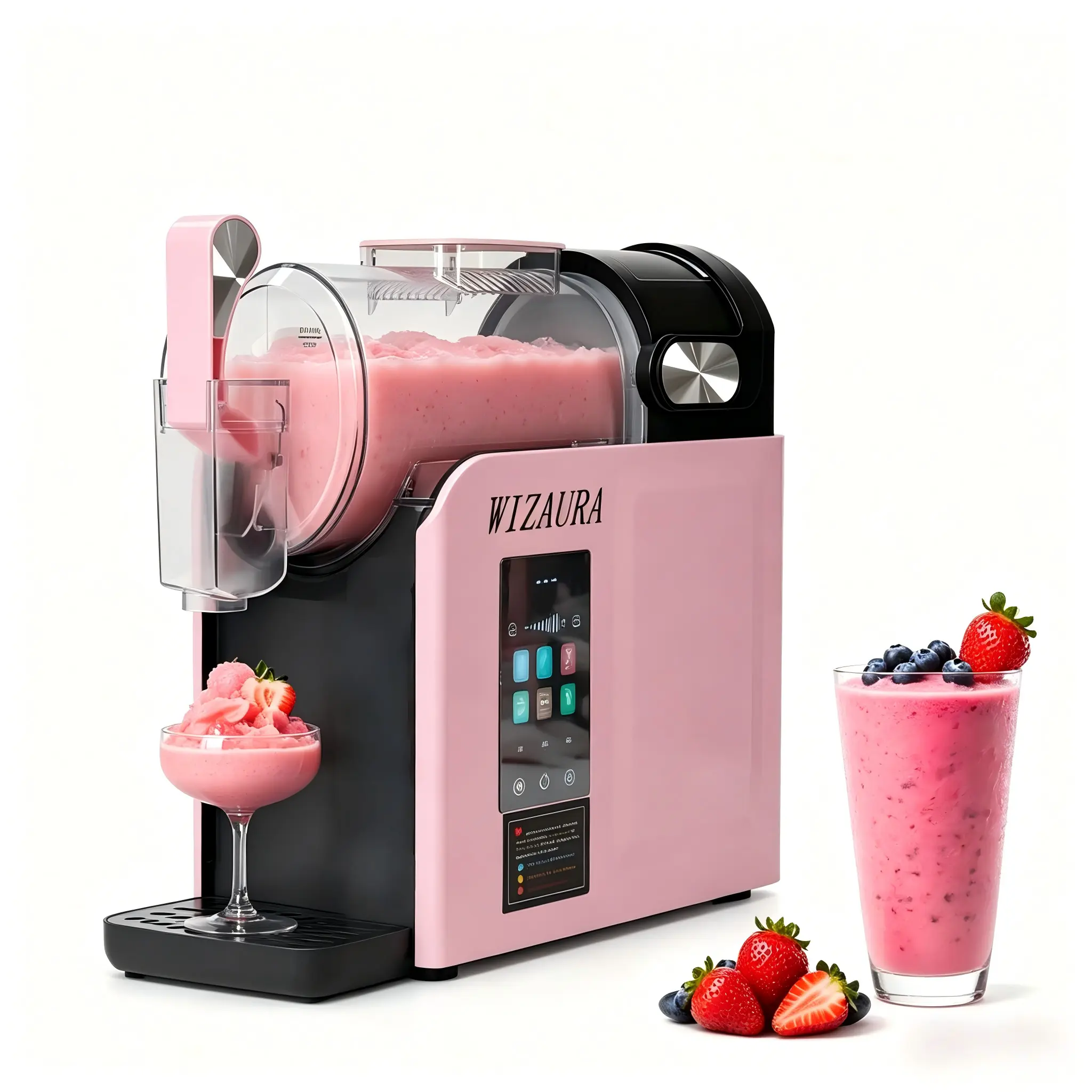 WizAura Modern Slushie Machine - 68oz Large Capacity, No Pre-Freezing Ice Required, 6 Preset Settings, All-in-2 Frozen Drink Maker with Auto-Clean & Digital Temp Display, Ideal for All Seasons, Party Gift, Frozen Drinks