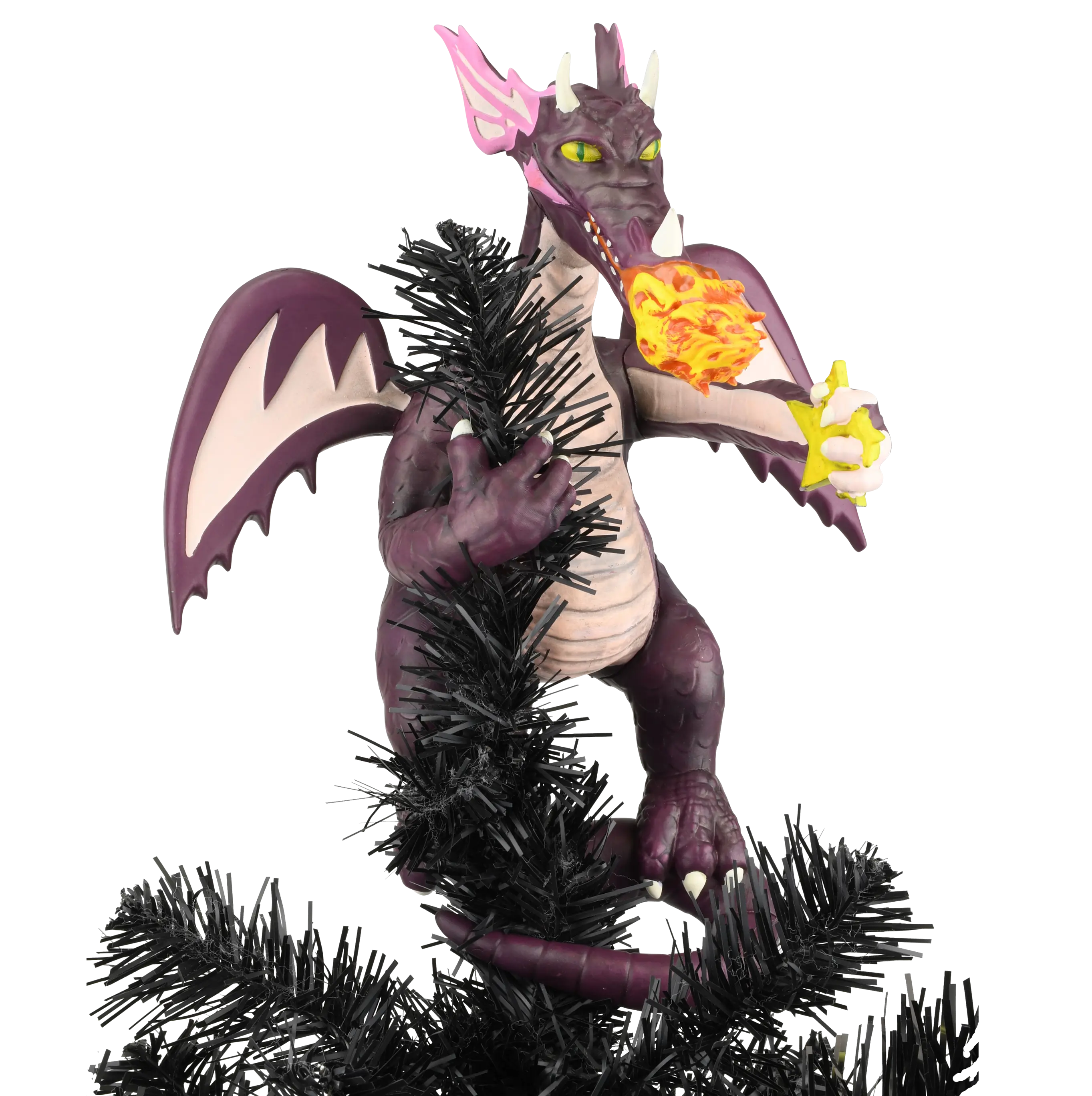 Purple Fire-Breathing Dragon Christmas Tree Topper - 11" Tall