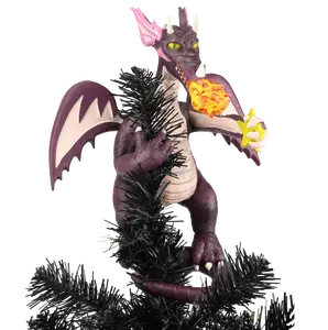 Purple Fire-Breathing Dragon Christmas Tree Topper - 11" Tall