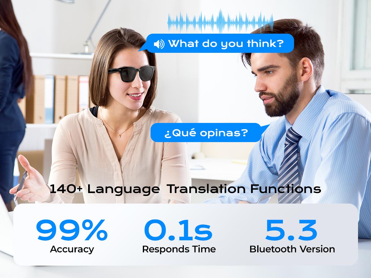 Smart Bluetooth Glasses with Camera, 1080p Video Recording Wearable Glasses, Multifunctional Wireless Audio Glasses with Headphone, Outdoor Sports Camera Sunglasses with Intelligent Voice Assistant, Anti-blue Light Protection Eyeglass