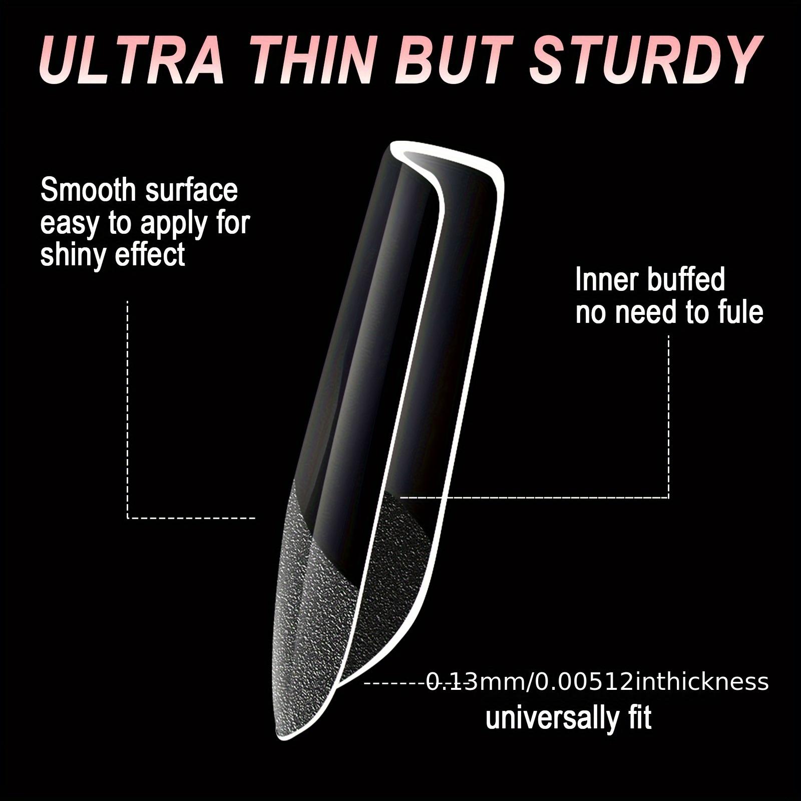 600pcs Soft Gel Nail Tips Half Matte Clear Acrylic Pre-shaped False Tips for Nail Extension Manicure Tools Nude Color Tone Geometric Pattern