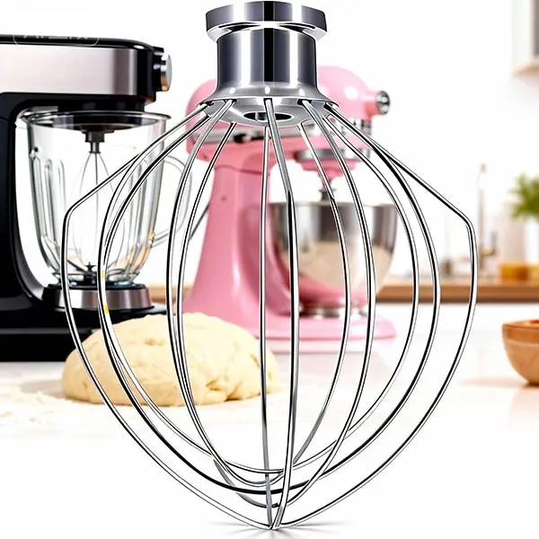 K45WW Stainless Steel Whisk Attachment for 4.5-Qt & 5-Qt KitchenAid Tilt-Head Stand Mixers, 6-Wire Tool for Baking, Cooking, Egg Beating, Heavy Cream Mixing, Dishwasher Safe & Easy to Clean
