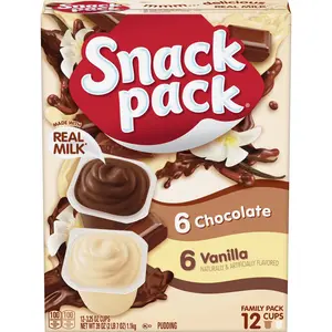 Snack Pack Chocolate Pudding and Vanilla Pudding, Pudding Cups, 12 Count Family Pack, 3.25 oz