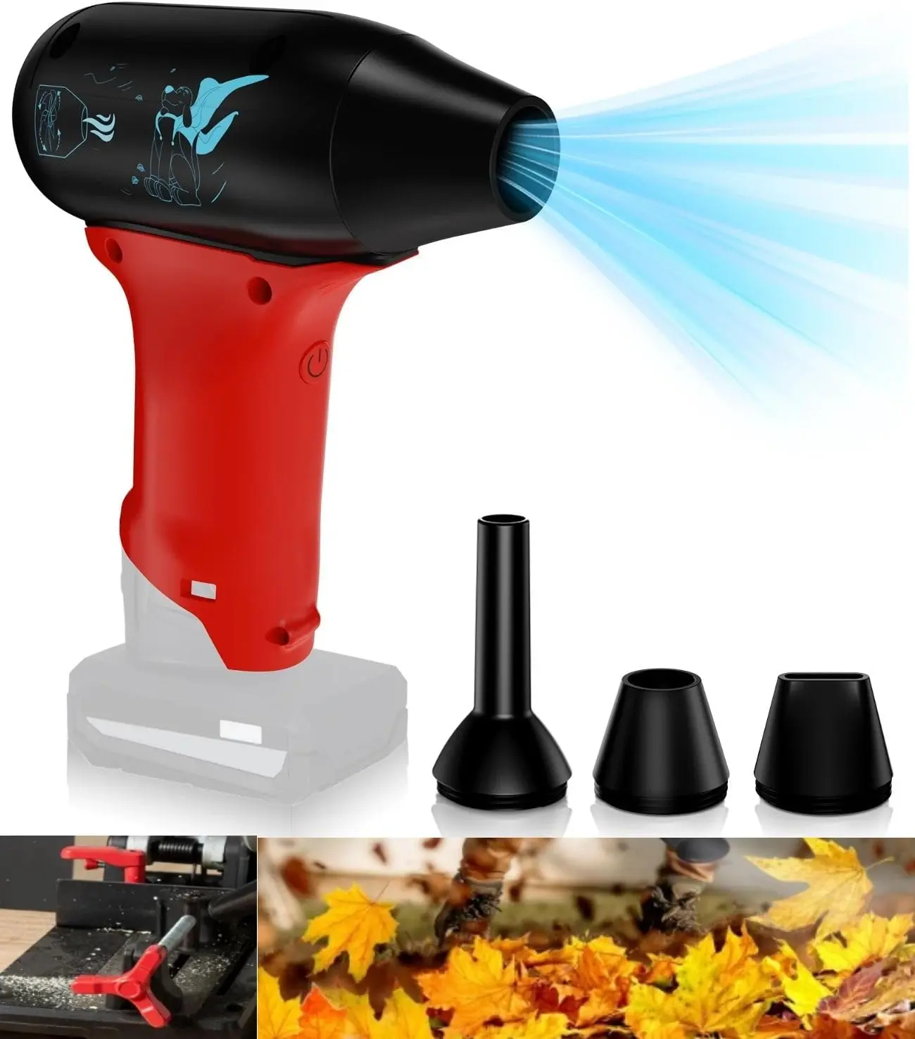 Handheld Cordless Turbo Jet Blower - Adjustable Wind Speed, Lightweight Portable Blower, 12V Milwaukee Battery Compatible, for Car Dust & Sofa Pet Hair Cleaning (Power Tool), Portable Blower Blowers, Turbo Jet Blowers