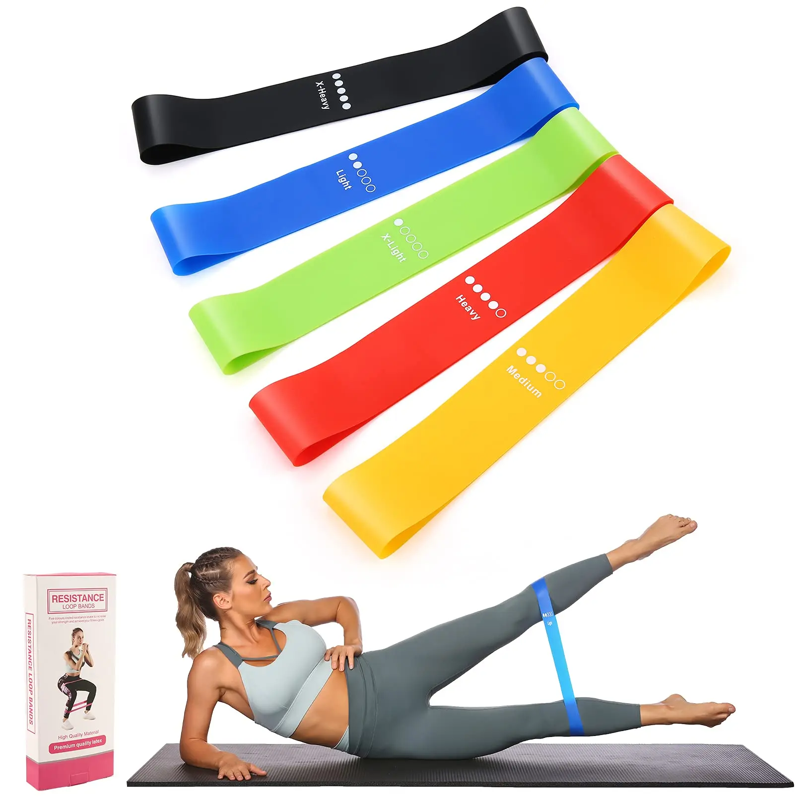 ANCHEER Five suits Resistance Bands, Exercise Bands Set with Instruction Guide & Carry Bag, Strength Workout Bands for Home tiktokshopbacktoschool