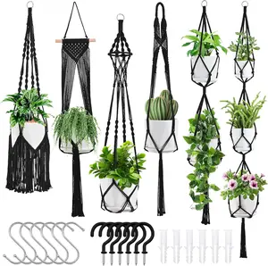 Macrame Plant Hangers, 6Pack Hanging Planters for Indoor Plants W/ 6 Set Hangers Kit Handmade Macromay Plant Hangers Indoor Flower Pots Holder Stand for Boho Home Décor (POTS NOT Included) SFENNGPET