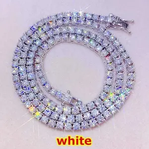 Classic 3-6mm Full Moissanite Diamond Necklace Bracelet For Men & Women 925 Sterling Silver Gold Men's Moissanite Tennis Chain