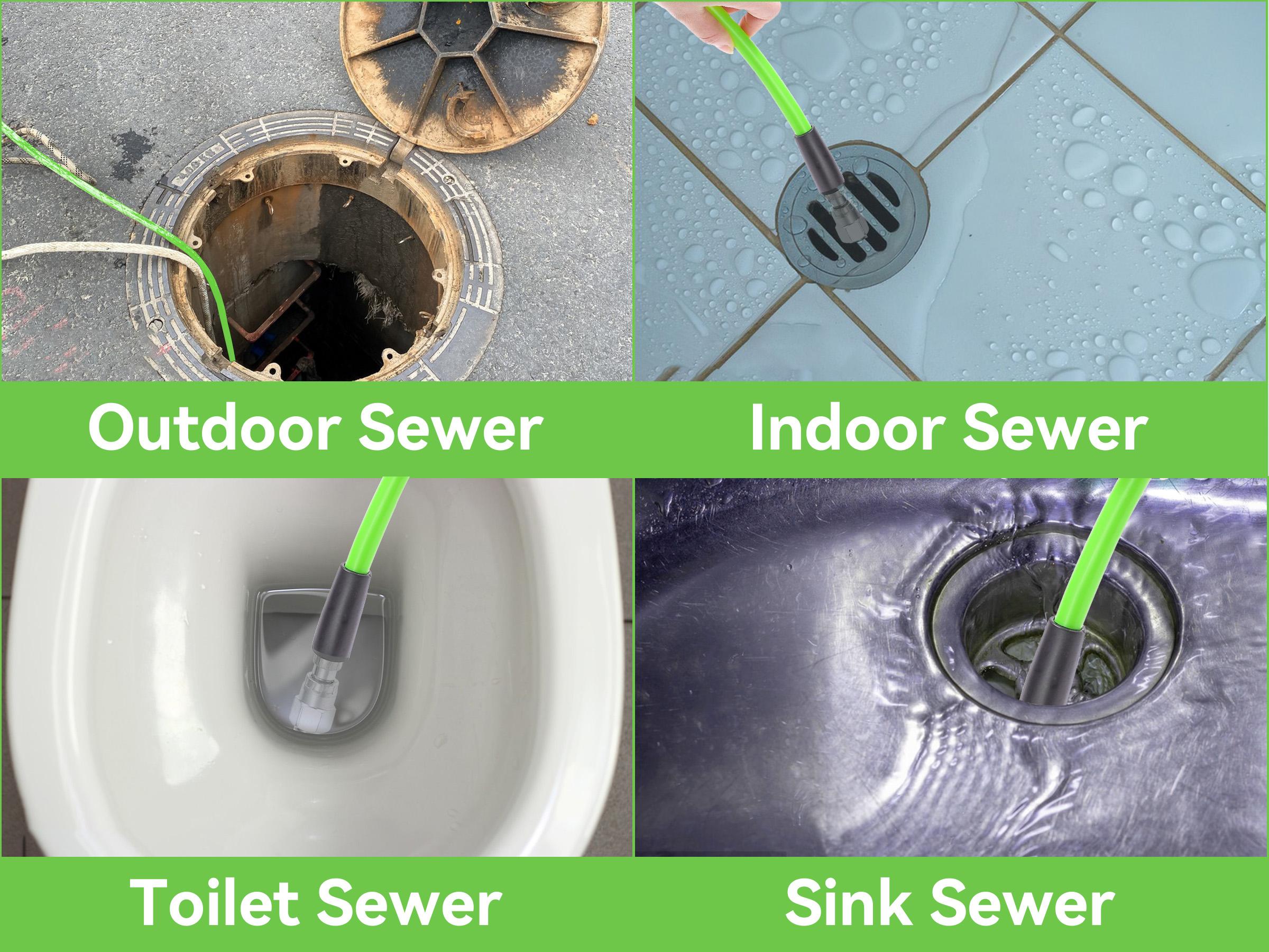 Tool Daily Sewer Jetter Kit for Pressure Washer 50 FT, Short Power Washer Wand, Drain Cleaner Hose 1/4 Inch NPT, Corner, Rotating and Button Nose Sewer Jet Nozzle, 3600 PSI