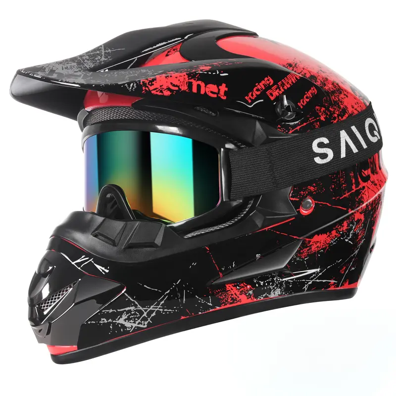 Spark Youth Kids Adult Motocross Helmet - Men Women Off-Road ATV Dirt Bike BMX Full Face Helmet w/ Goggles, Gloves & Mask, DOT Approved
