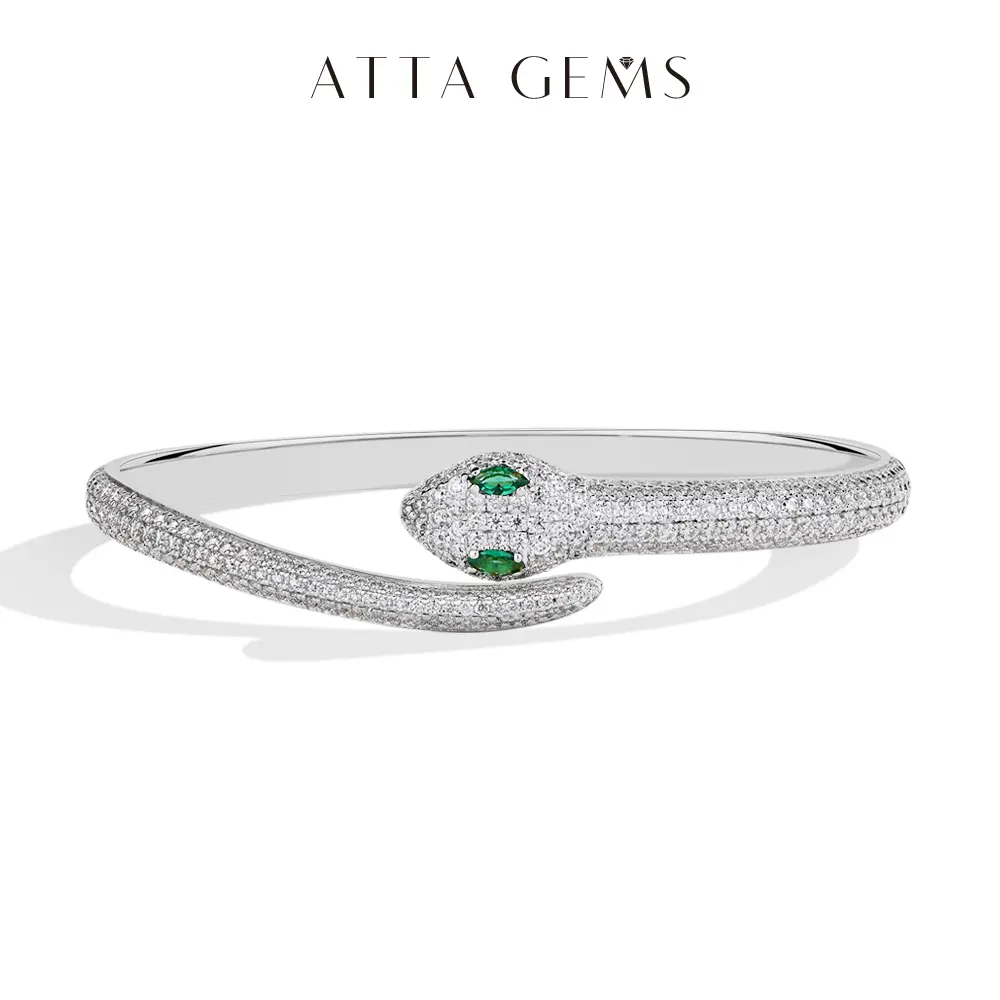 ATTAGEMS Classic 2025 Lab-Created Moissanite Bracelets for Women Men D VVS1 Original Snake Bracelet 925 Sterling Silver Wedding Party Jewelry Love Gifts B038, Elegant Jewelry Bracelet, Exquisite Bracelet summerwins