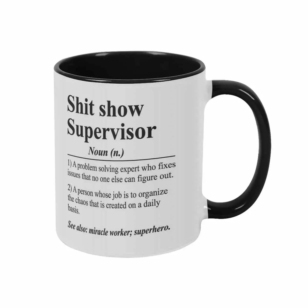 Funny Printed Halloween Coffee Mug - "Shit Show Supervisor" Dictionary Definition Quote, 11oz/15oz Ceramic Drinkware, Sarcastic Funny Accent Mug Gift for Boss Manager