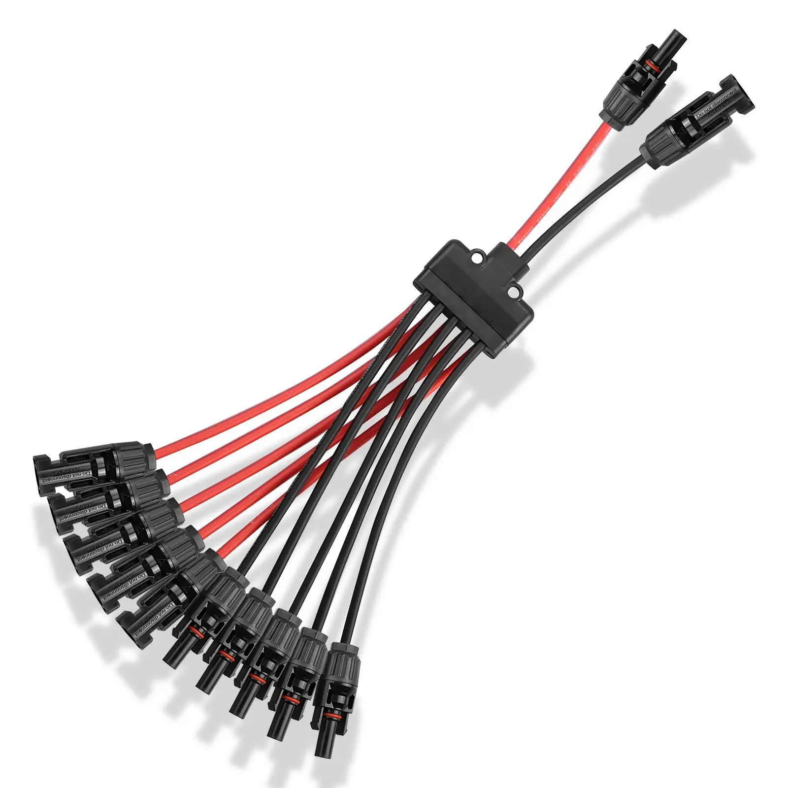 Solar Connectors Cable with Tamperless Fast Connector Cable Sleeves, 2-to-10 Y Branch Parallel Adapter for 4 Panels, Tool-Free, IP68 Weatherproof, 30A DC1000V Rated Electrical Installation Supply, 14-10Awg Solar Cables, Reinforced Fixation Holes