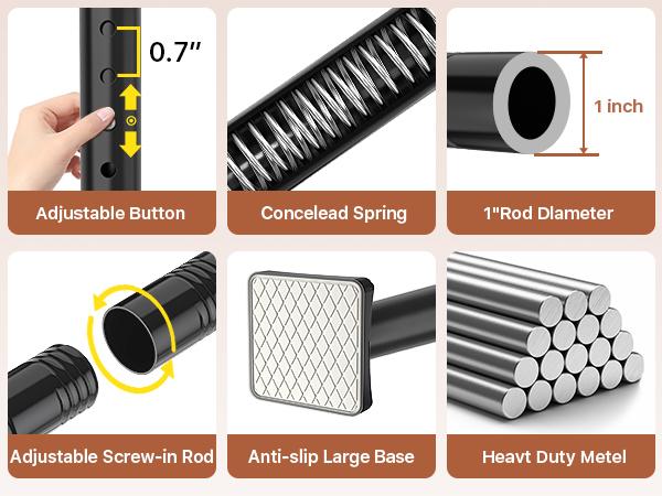 VANCASTLE Adjustable Room Divider Curtain Rod - No Drill Bedroom Separator Tension Curtain Frame, Free-Standing Space Divider for Room Separation - Height 4-10 Feet (1.2-3m), Width 28-114 Inches (71-290cm)