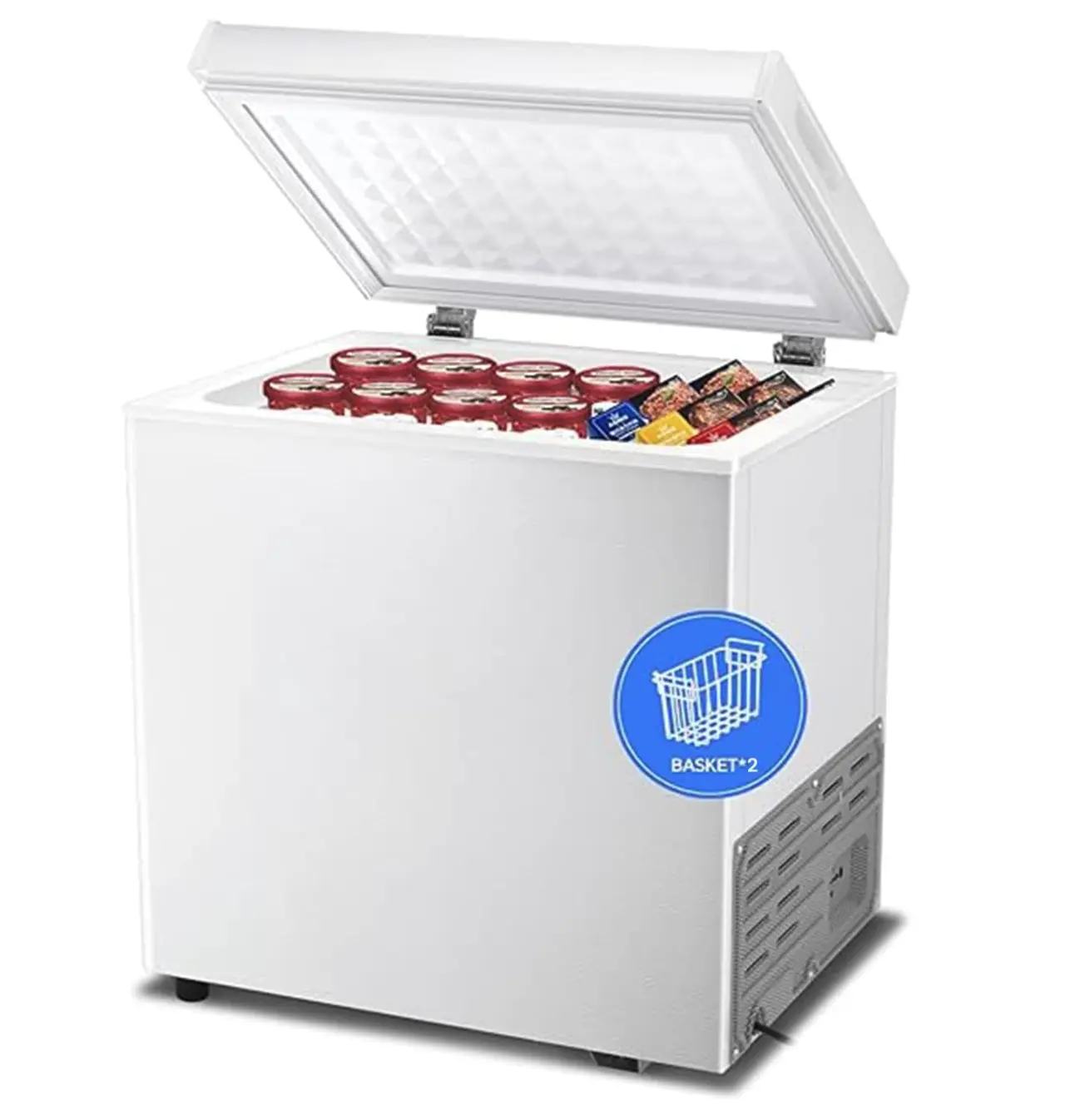 KISMILE Chest Freezer 1.8/2.8 Cu.Ft Compact Deep Freezer, Top Open Door with Removable Basket, 7 Level Thermostat, Energy Saving Low Noise Freezer for Home Apartment Dorm, Black and White