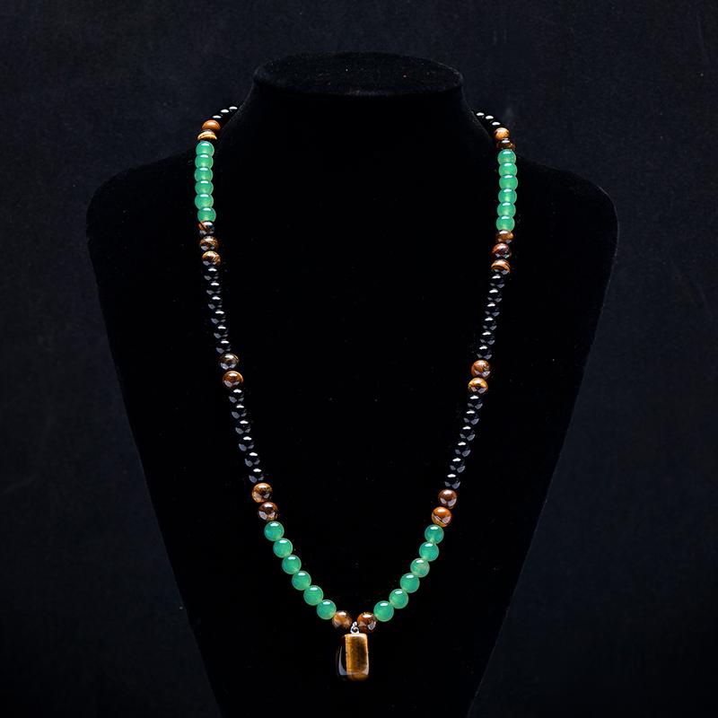 Money Attraction Necklace With GreenAventurine & Tiger Eye  Pendant Healing Crystal Stone ,Anniversary, Vacation &Theme Parties Jewelry Charms Abundance Crystal bracelet,Long Chain,Sweater chain,Ideal Gift Jewelry for Men and Women