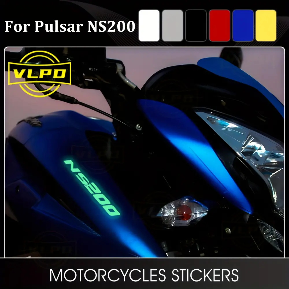 2PCS/SET For Motorcycle Rearview Mirrors, Motorcycle Stickers, Motorcycle Decoration, Pulsar NS200 Model, Multi-Color Glow-in-the-Dark 'NS200' Logo Decor