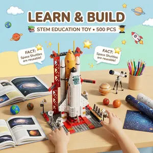 Space Shuttle & Rocket STEM Building Blocks Set, LEGO-Compatible Construction Toy for Kids, Educational Learning & Display Model, Boys & Girls Activity Gift
